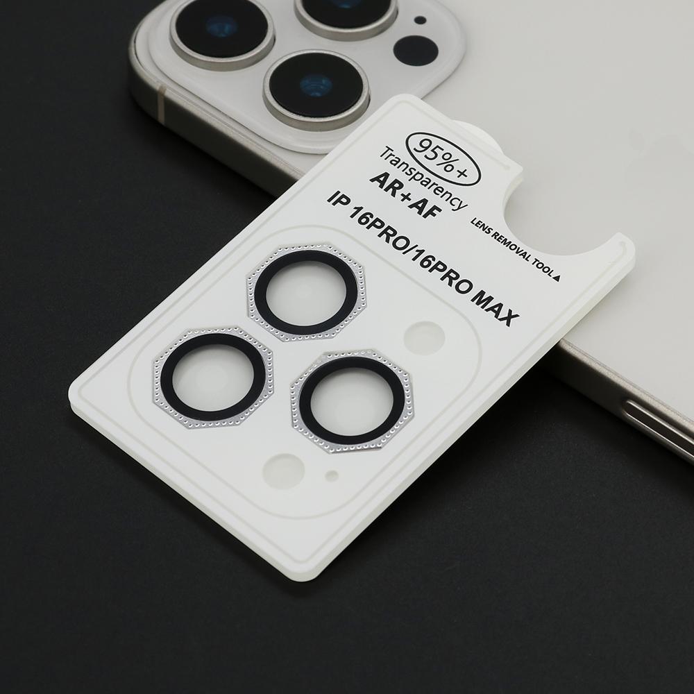 Zaštita za kameru Octagon Diamond za iPhone 16 Pro (6.3)/16 Pro Max (6.9), Srebrna