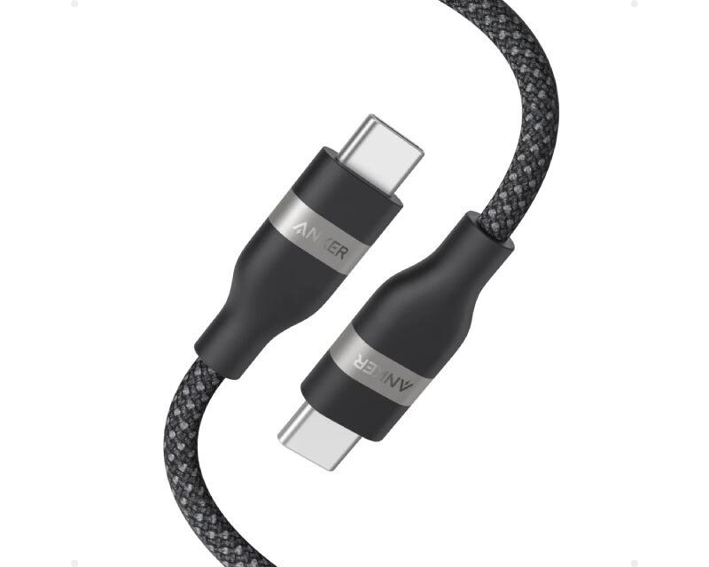 USB tip-C kabl za super brzo punjenje M/M, 1.8m, 240W/480Mbps, Pleteni, Crni