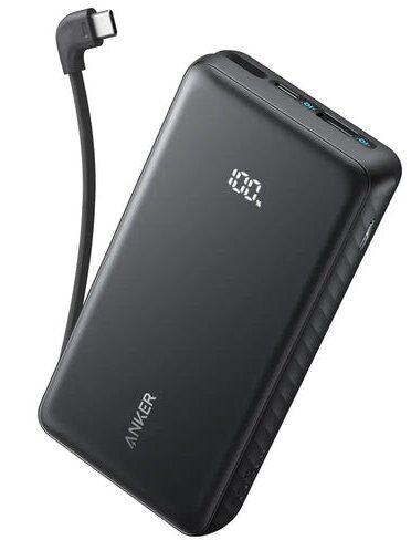 Zolo Power Bank 20000mAh, 22.5W, Ugrađeni USB-C kablom, Crni