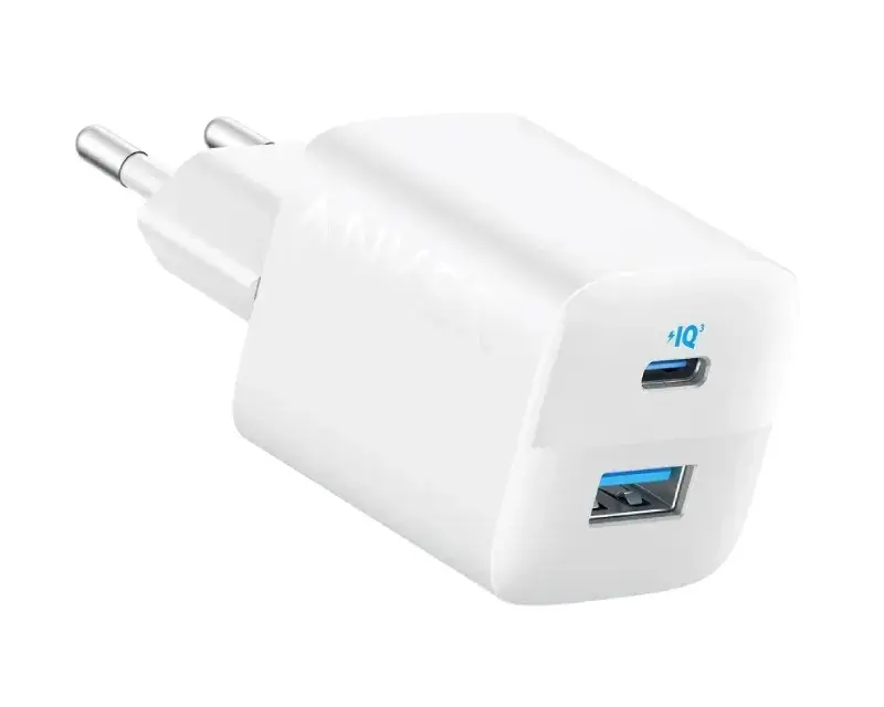 Zidni punjač 323, 33W, USB-C, 2-porta (USB-A i USB-C), Beli