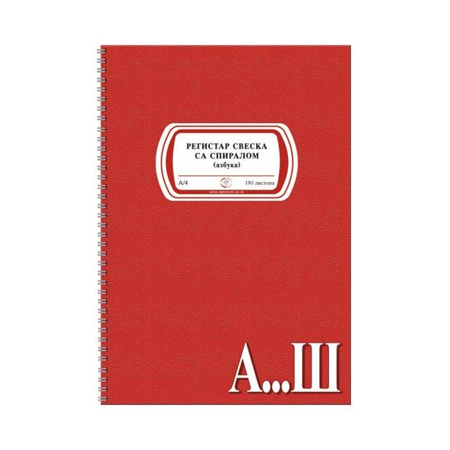 Registar sveska sa spiralom, A4, Azbuka, Crvena