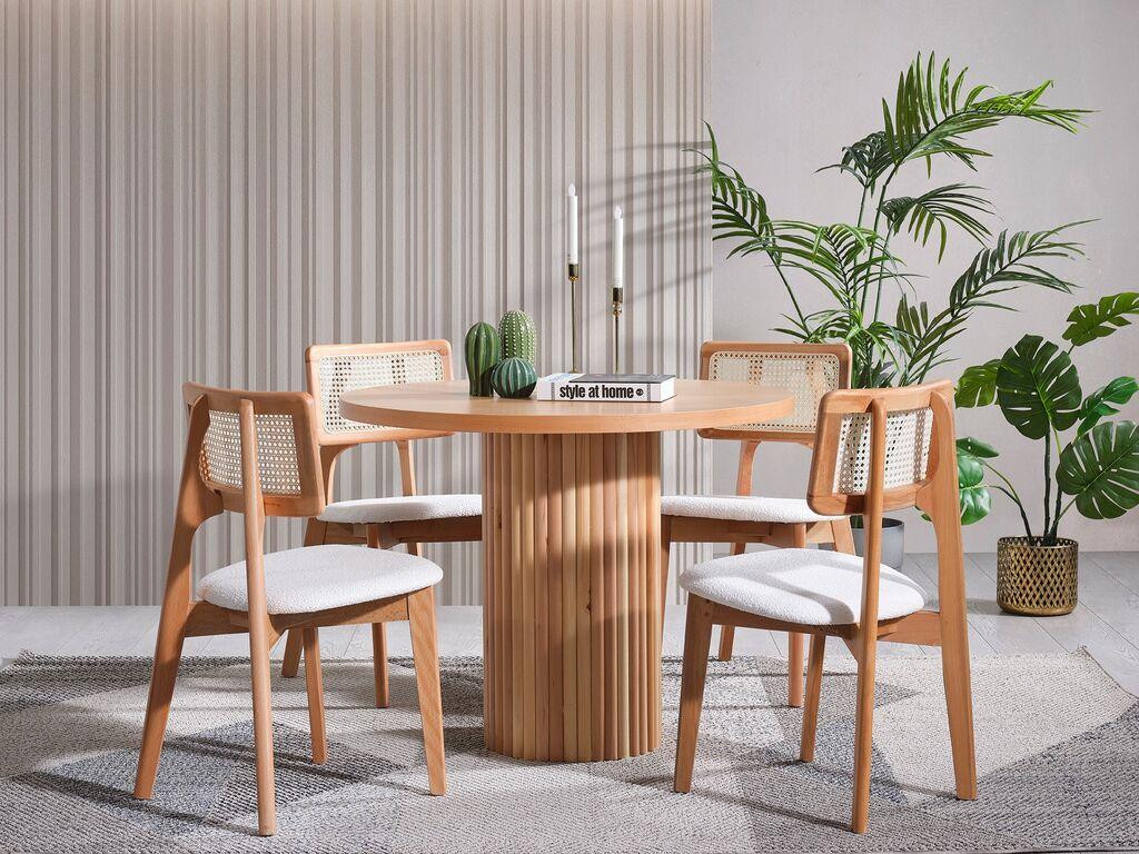 Hanah Home Trpezarijski sto i stolice Lova, 4 stolice, Smeđi