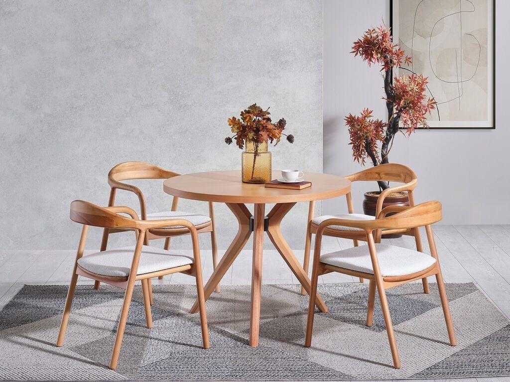 Hanah Home Trpezarijski sto i stolice Lindy, 100x100x70 cm, 4 stolice, Smeđi