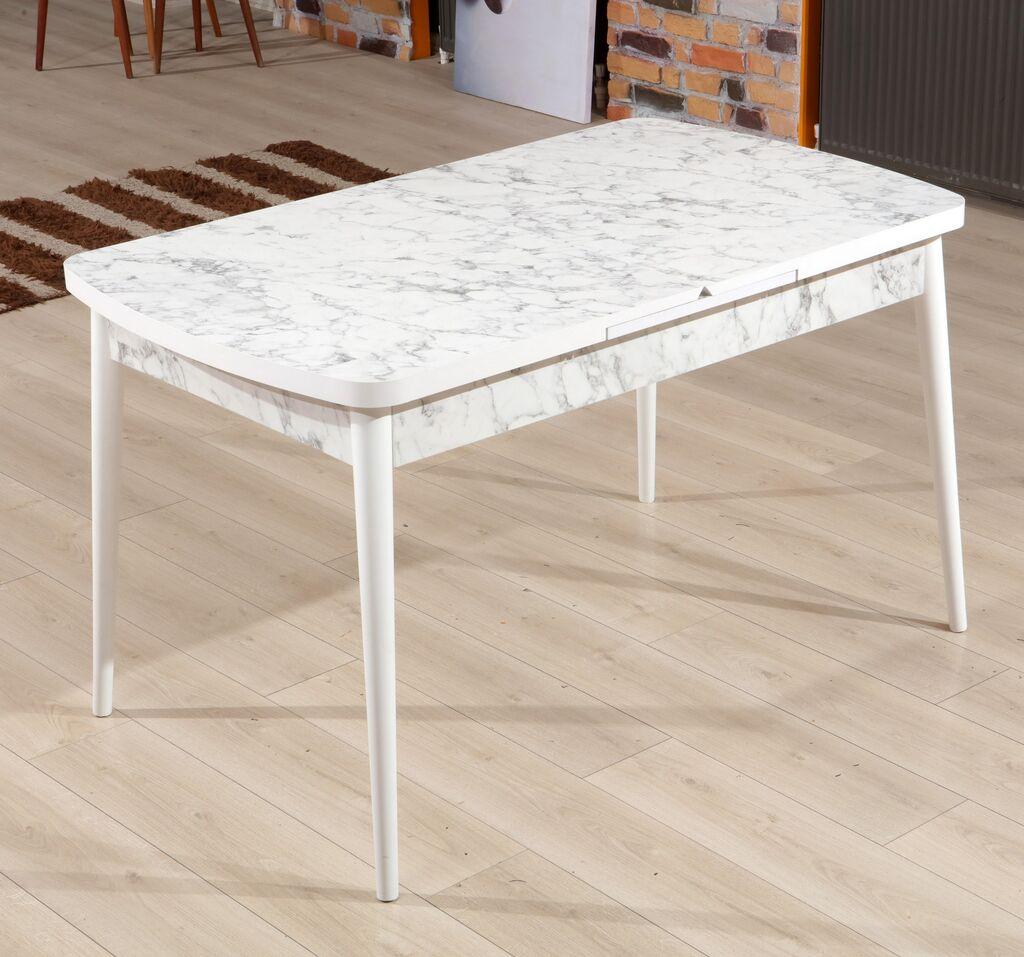 Hanah Home Trpezarijski sto na razvlačenje Carrara, 132-170 cm, Beli