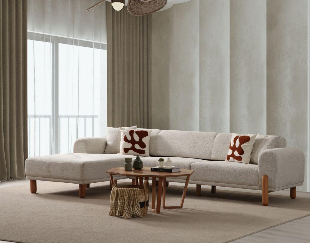 Atelier del Sofa Ugaona garnitura Lyke, 180x290 cm, Krem