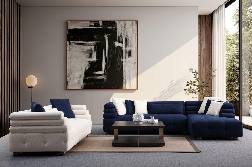 Atelier del Sofa Ugaona garnitura Boston, 300x186 cm, Plava