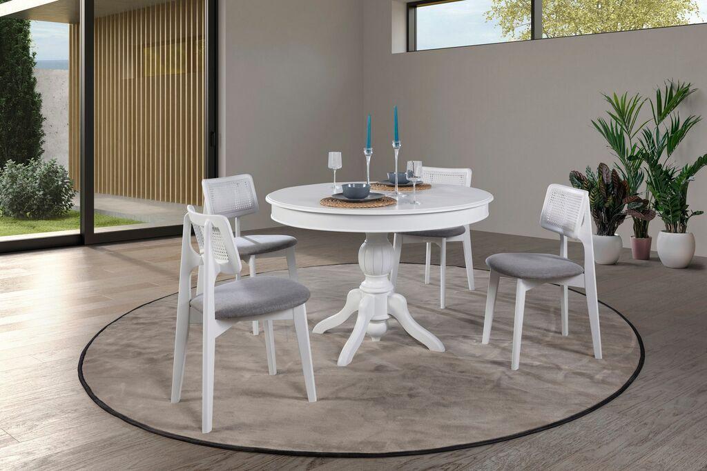 Hanah Home Trpezarijski sto na razvlačenje i stolice Albero153, 118-158 cm, 4 stolice, Beli