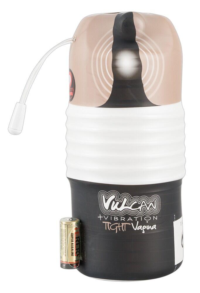 Vulcan Masturbator sa vibro metkom, 15cm, Crno-beli