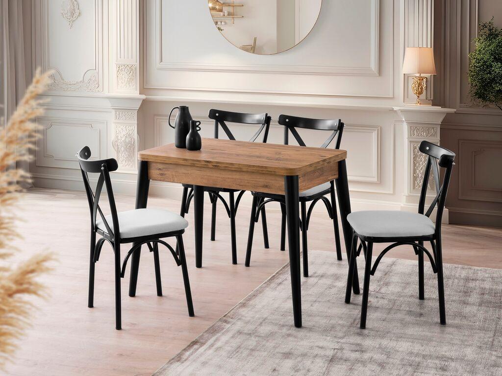 Hanah Home Trpezarijski sto na razvlačenje Dolunay-1284, 100-120x75x60 cm, Smeđi