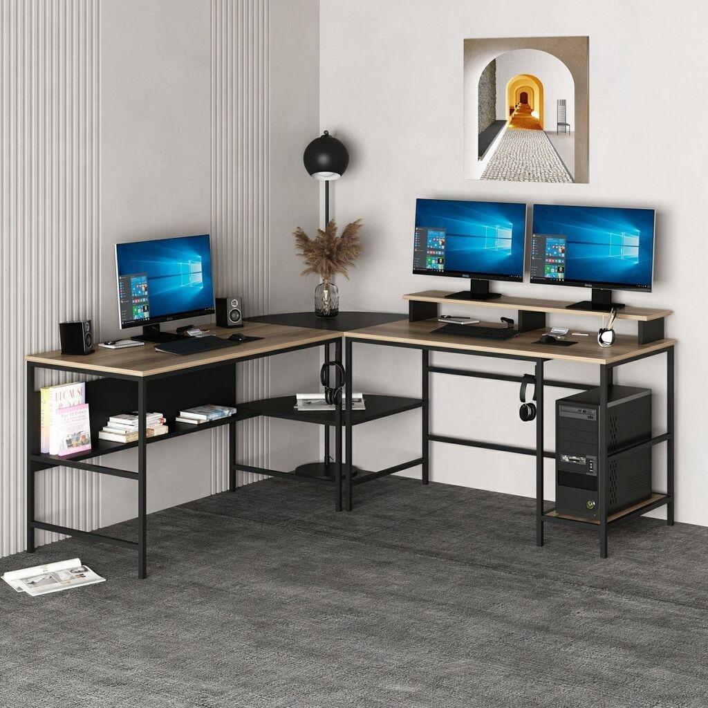 Hanah Home Radni sto Greta L Matte, 180x60x74 cm, Smeđi