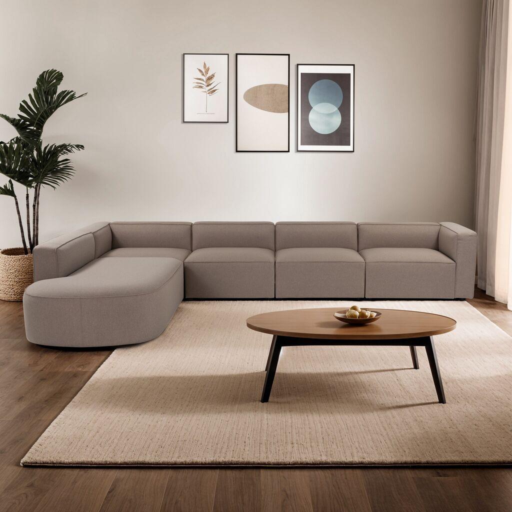 Atelier del Sofa Ugaona garnitura Mora X-Oval-L1-O1-O1-R1, 320x235x69 cm, Smeđa