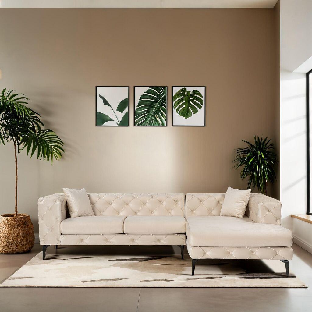 Atelier del Sofa Ugaona garnitura Como Eco, 270 cm, Bež