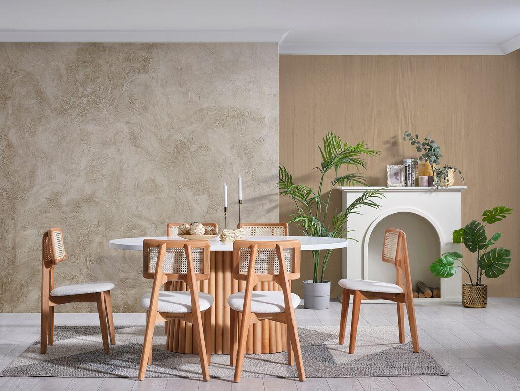 Hanah Home Trpezarijski sto i stolice Pera, 170x90x75 cm, 6 stolica, Beli