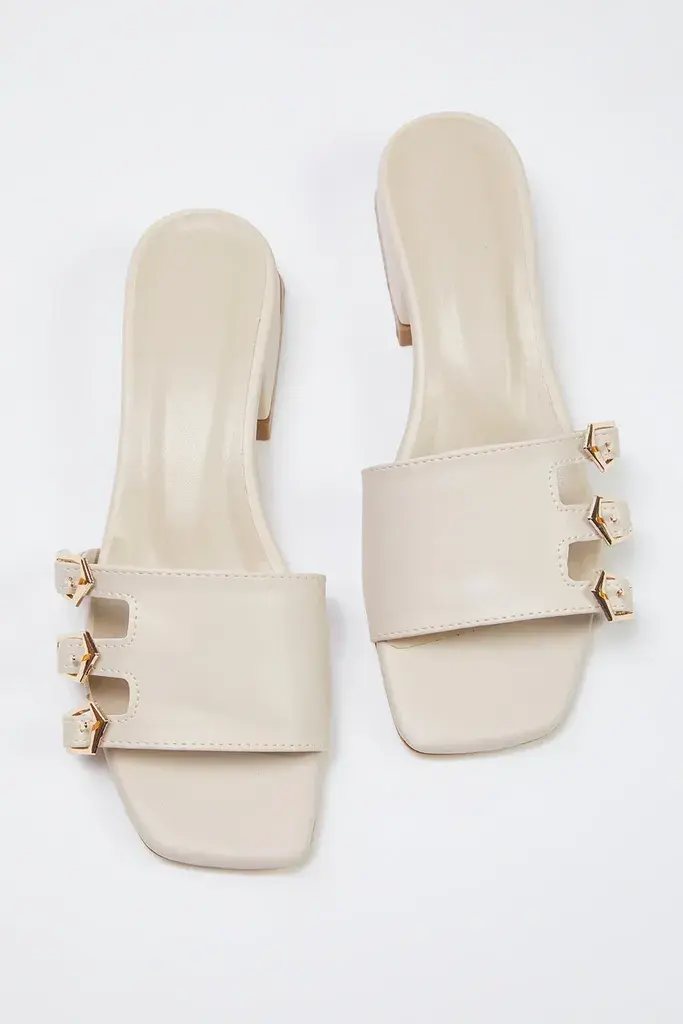Trendyol Shoes Ženske papuče Takss25To00036, Krem