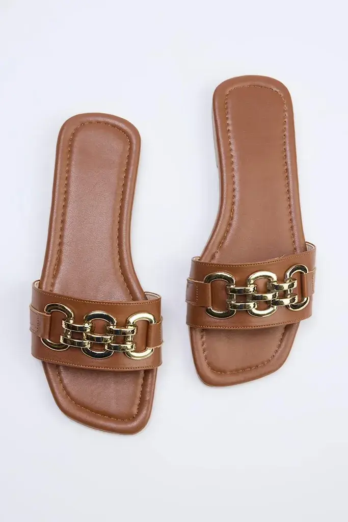 Trendyol Shoes Ženske papuče Takss26Te00022, Smeđe