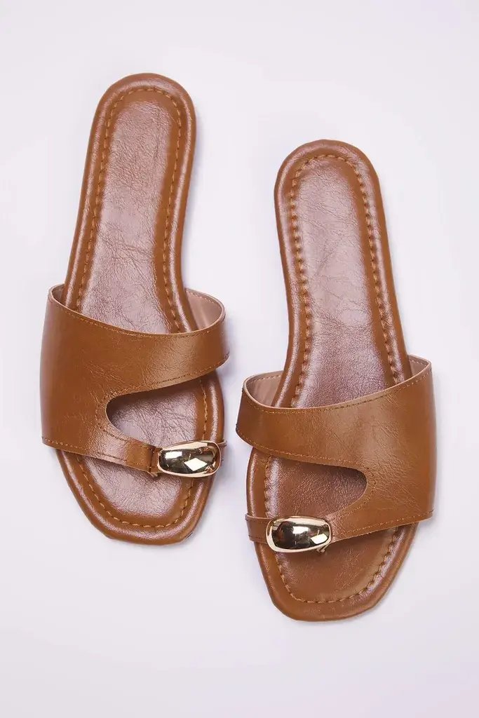 Trendyol Shoes Ženske papuče Takss25Te00072, Smeđe