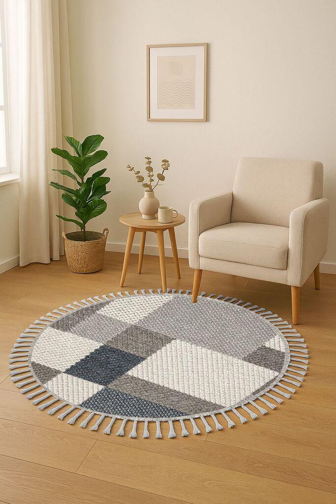 Conceptum Hypnose Tepih Bukle 1403, O120 cm, Teget-sivi