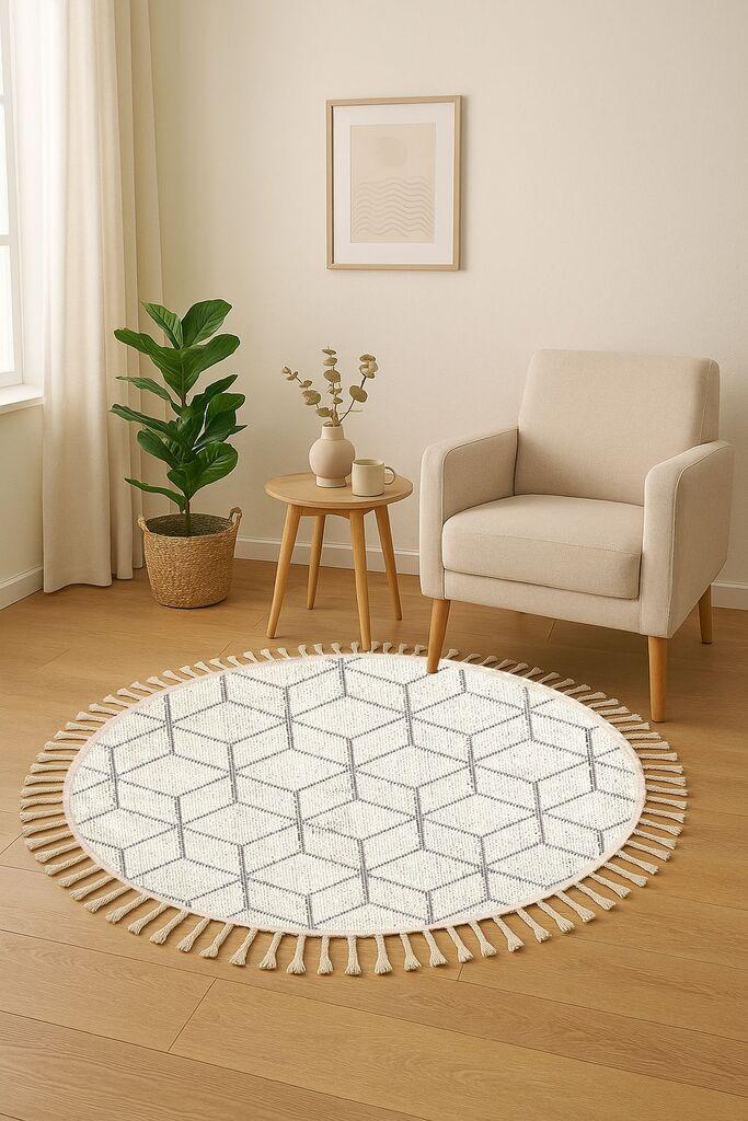 Conceptum Hypnose Tepih Bukle 1407, O160 cm, Beli