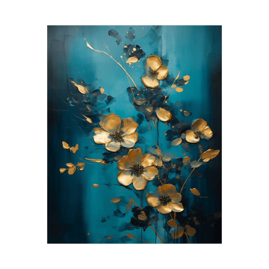Canvas Slika na platnu Zlatni cvetovi, 120x150cm