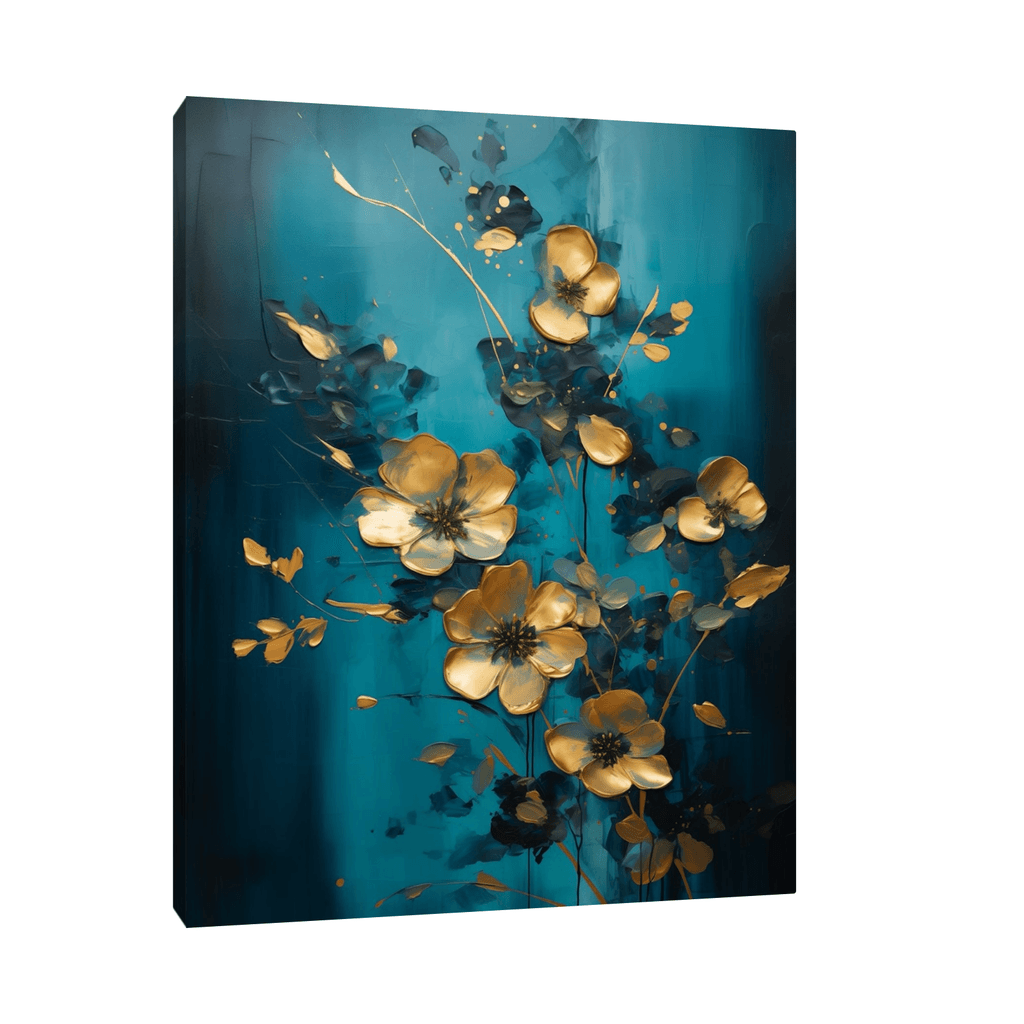 Canvas Slika na platnu Zlatni cvetovi, Bez rama, 120x150cm