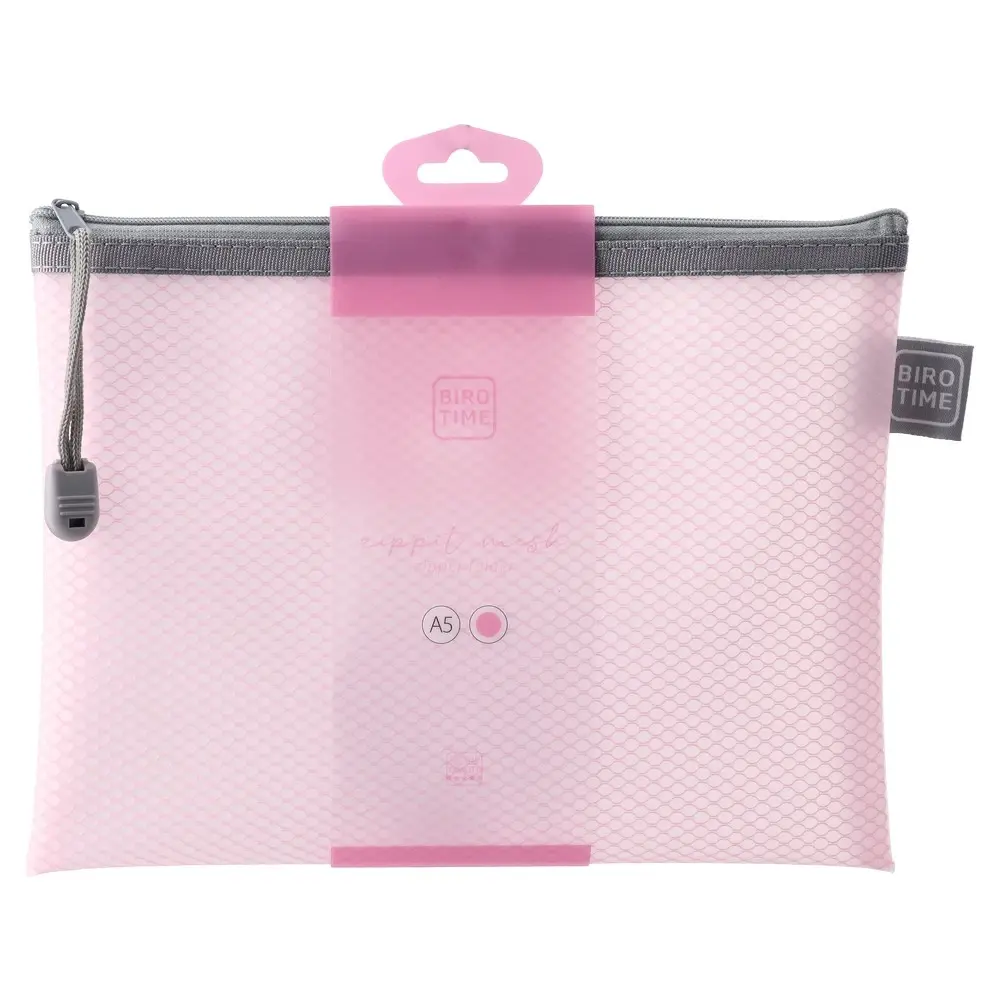 Biro Time Fascikla Zippit mesh M, 23x17.5cm, Roze