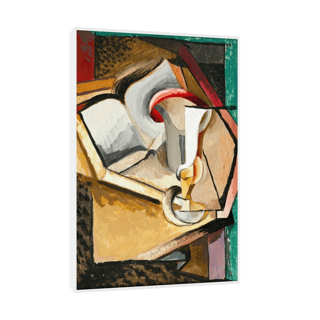 Canvas Slika na platnu Still life with cup and book, Antonin Procházka, 100x150cm, Sa ramom,  Beli