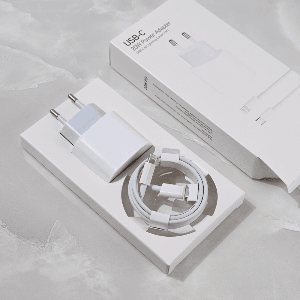 Kućni punjač PD Fast charger za iPhone 11-14 sa PD lightning kablom CE, 20W, Beli