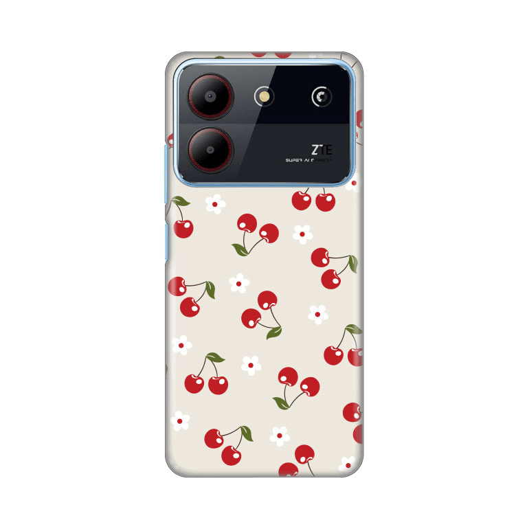 Silikonska maska za ZTE Blade A54 Print, Cherry and Flowers