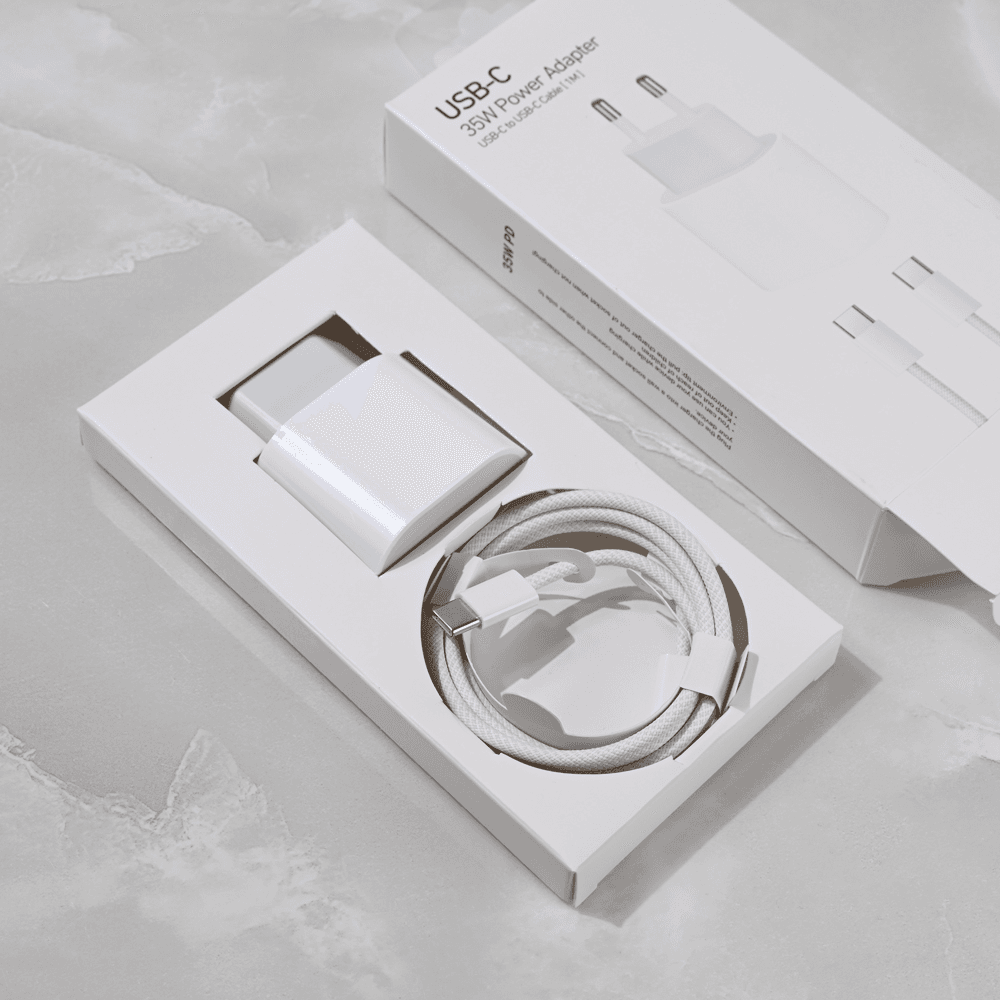 Kućni punjač PD Fast charger za iPhone 15-16 sa PD Type C kablom CE, 35W, Beli