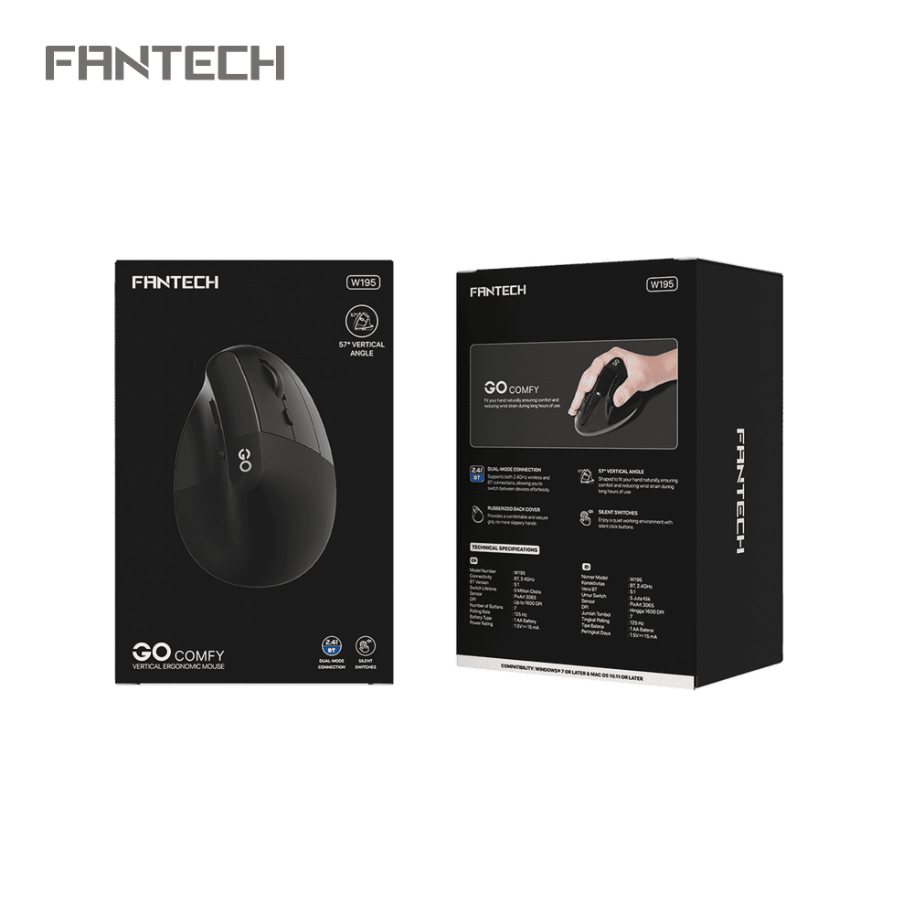 Fantech Bežični miš W195 GO comfy, Crni