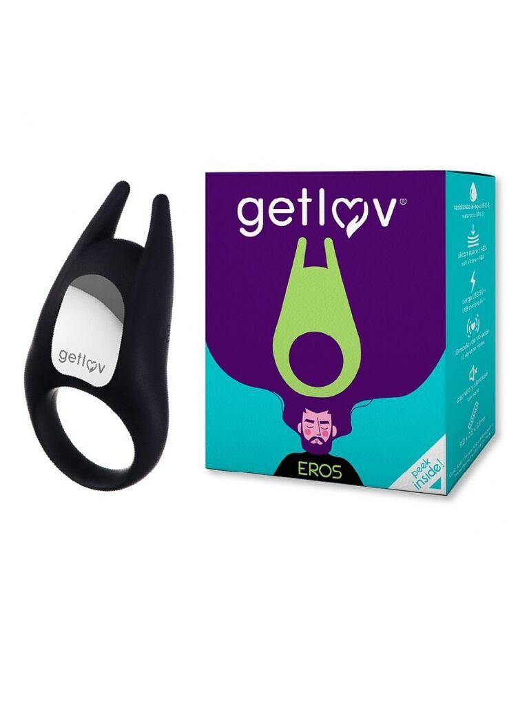 Prsten za penis Eros, Vibrirajući, Crni