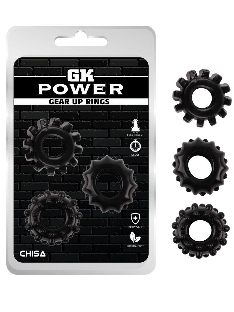 Prsten za penis Gear Up Rings, Crni