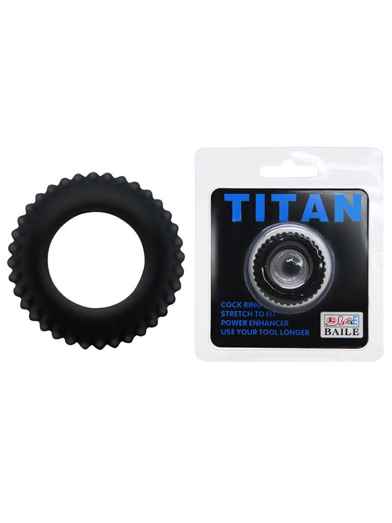 Prsten za penis Titan Ring, Silikonski, Crni