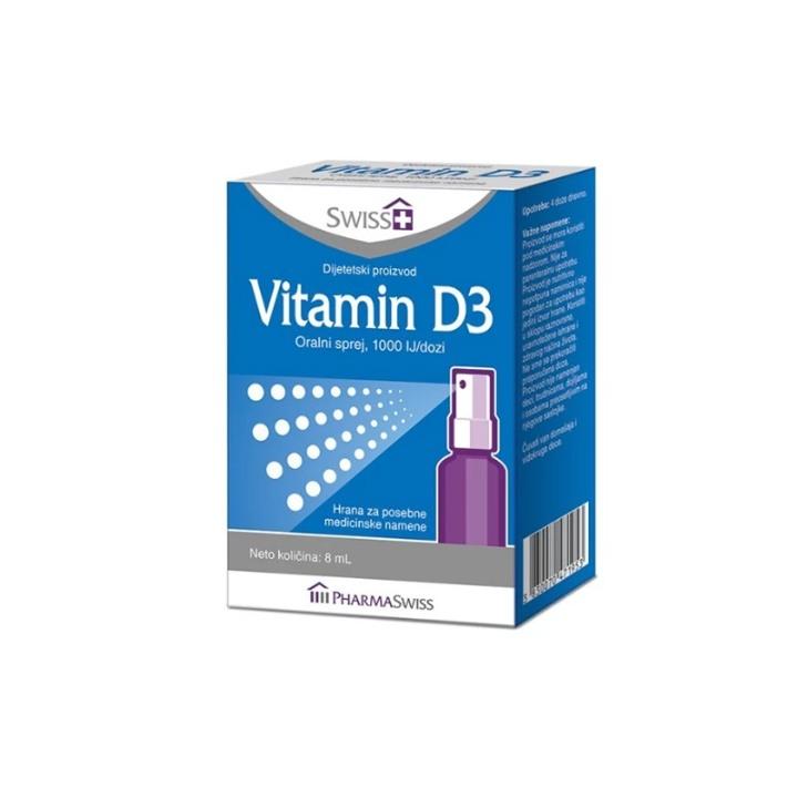 SWISS PLUS Vitamin D3 1000 i, Oralni sprej, 8ml