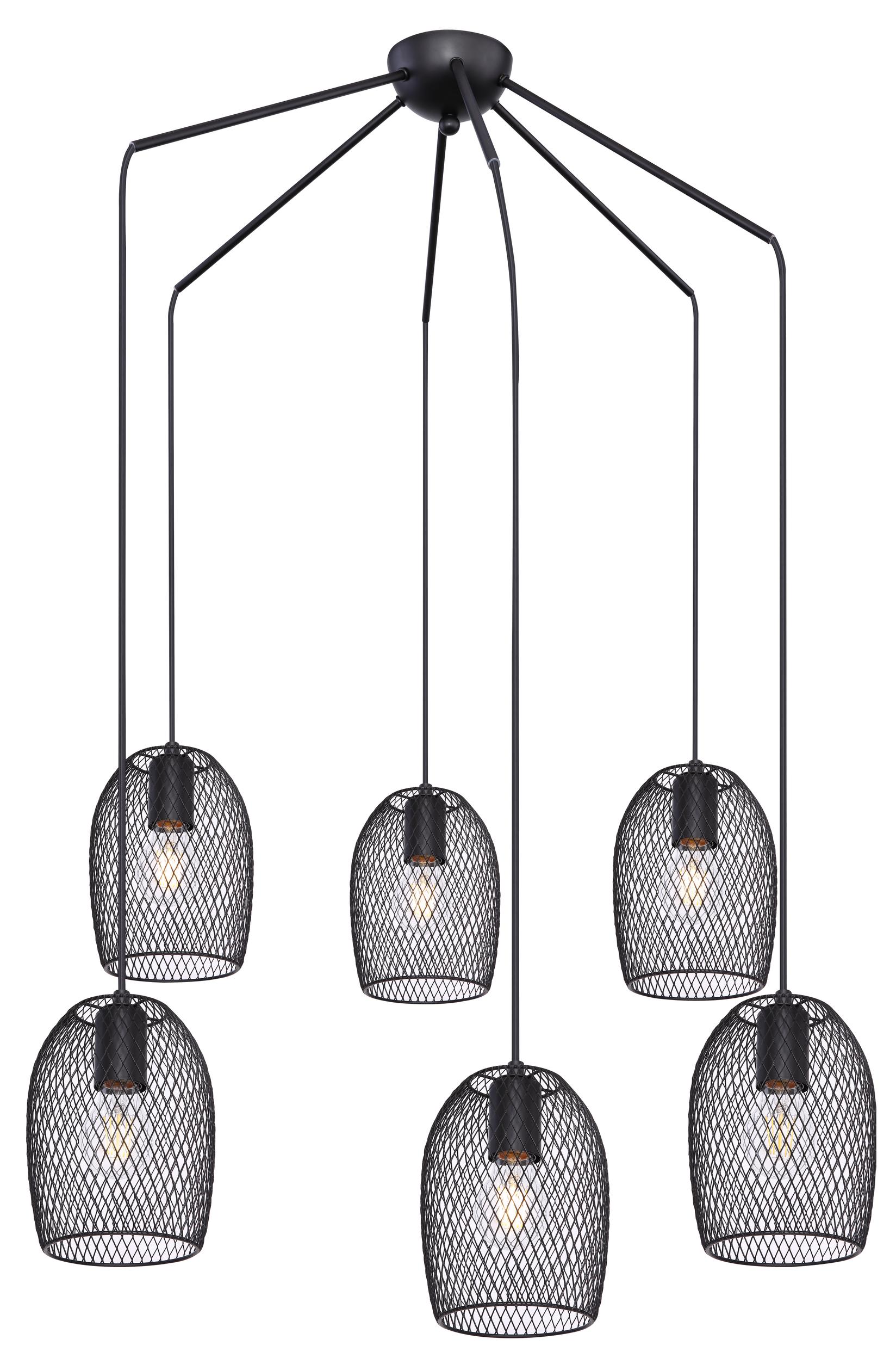 Viseća lampa crna, 6x E27