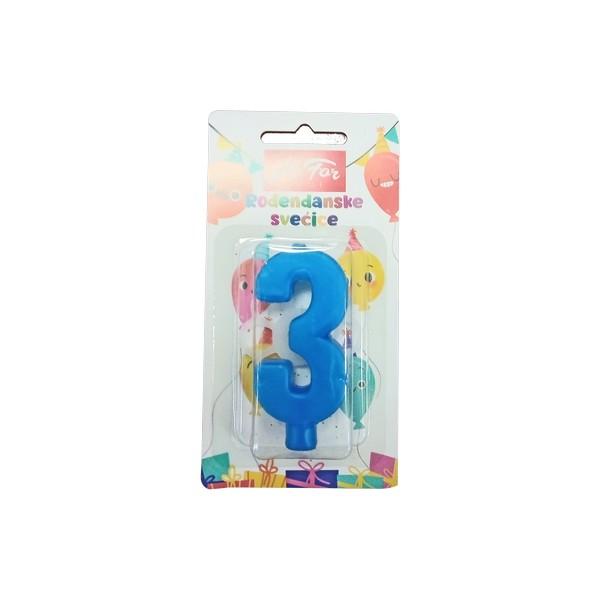 ALL FOR HOME Rođendanska svećica broj 3, Plava