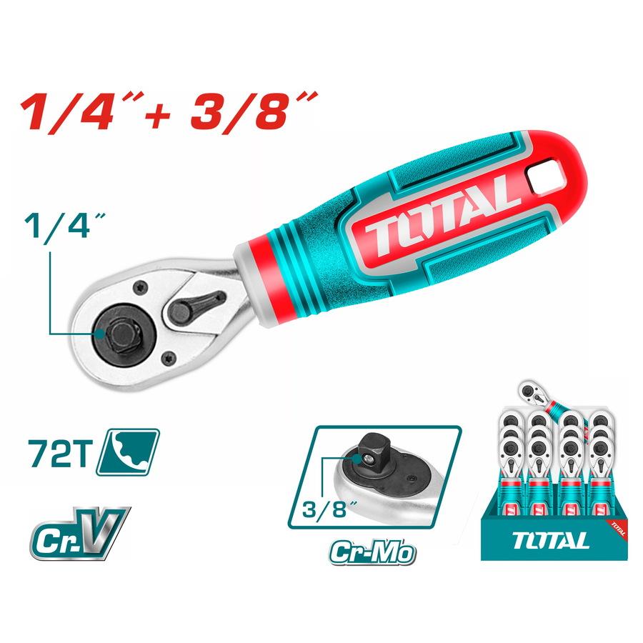 Total Kratka čegrtaljka THT1061438, 1/4" i 3/8"