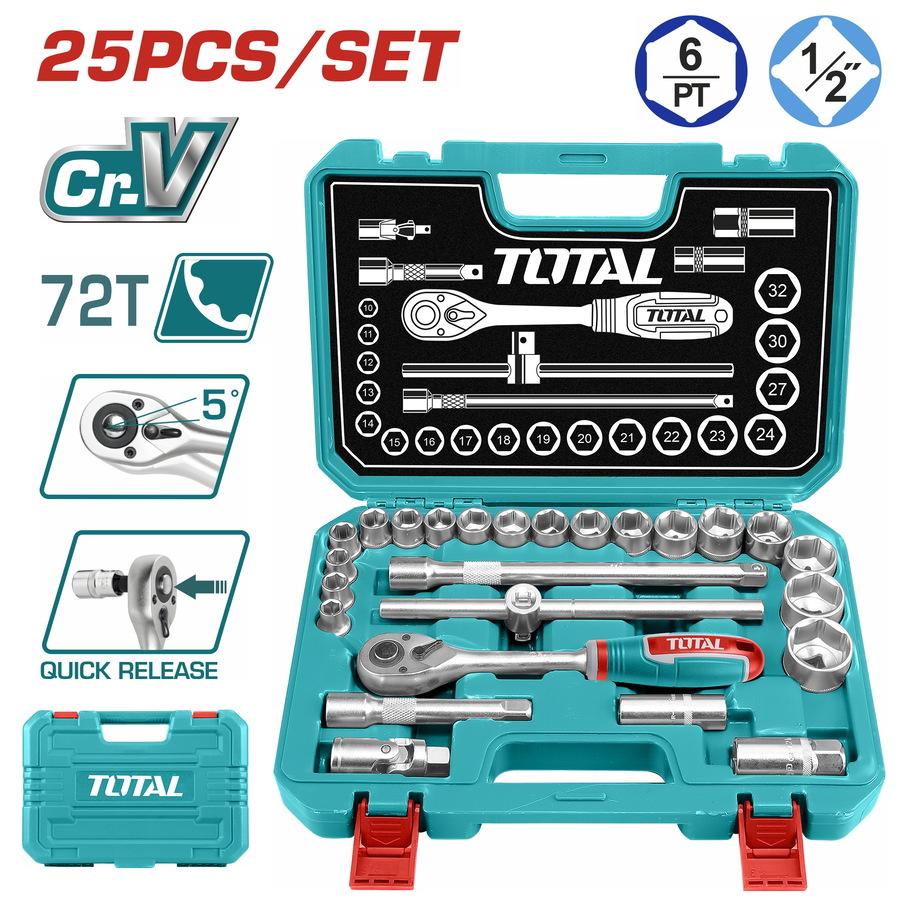 Total 25-delni set gedora THT121251, 1/2"