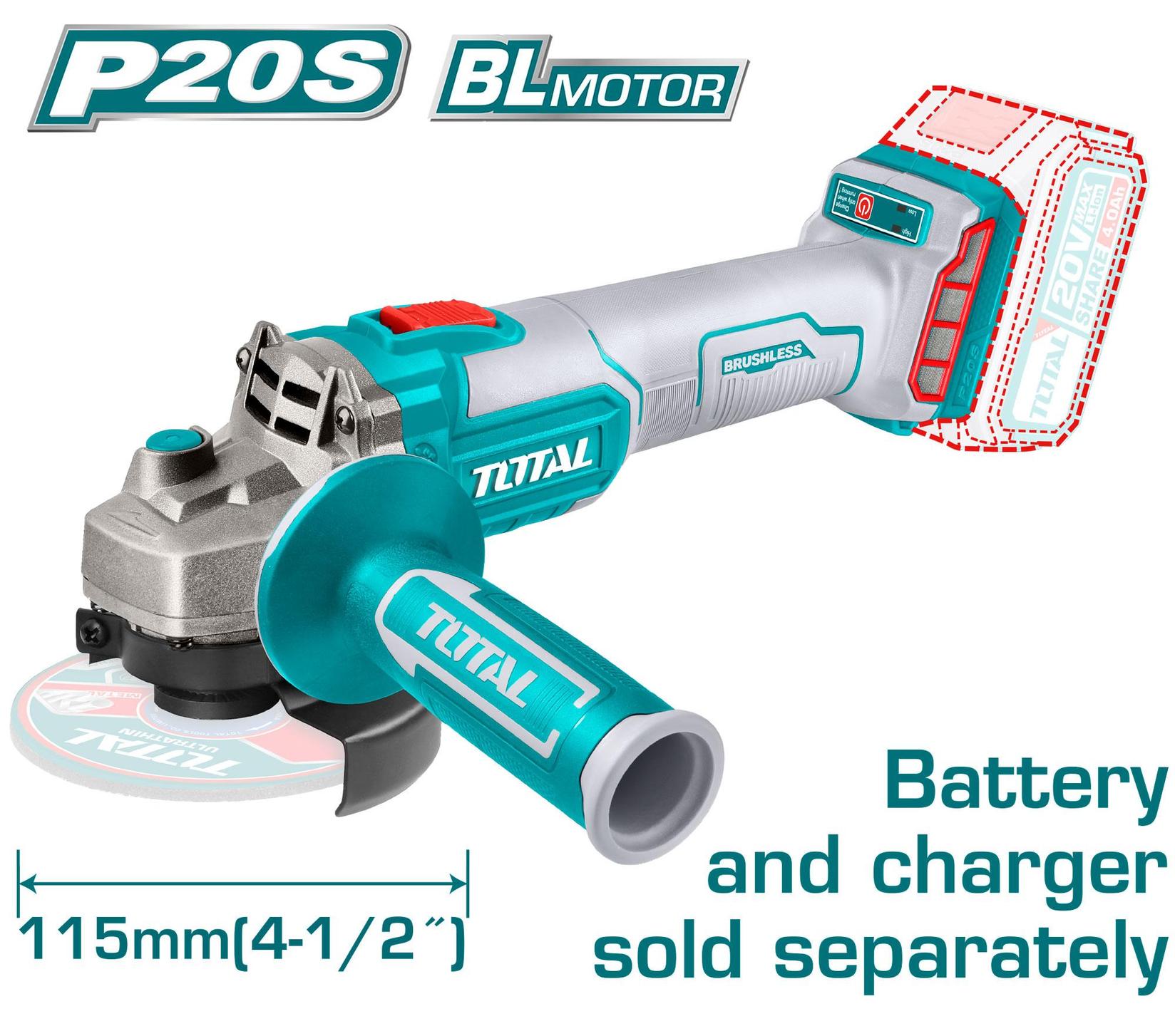Total Baterijska ugaona brusilica TAGLI201158, Solo, 115 mm, BL
