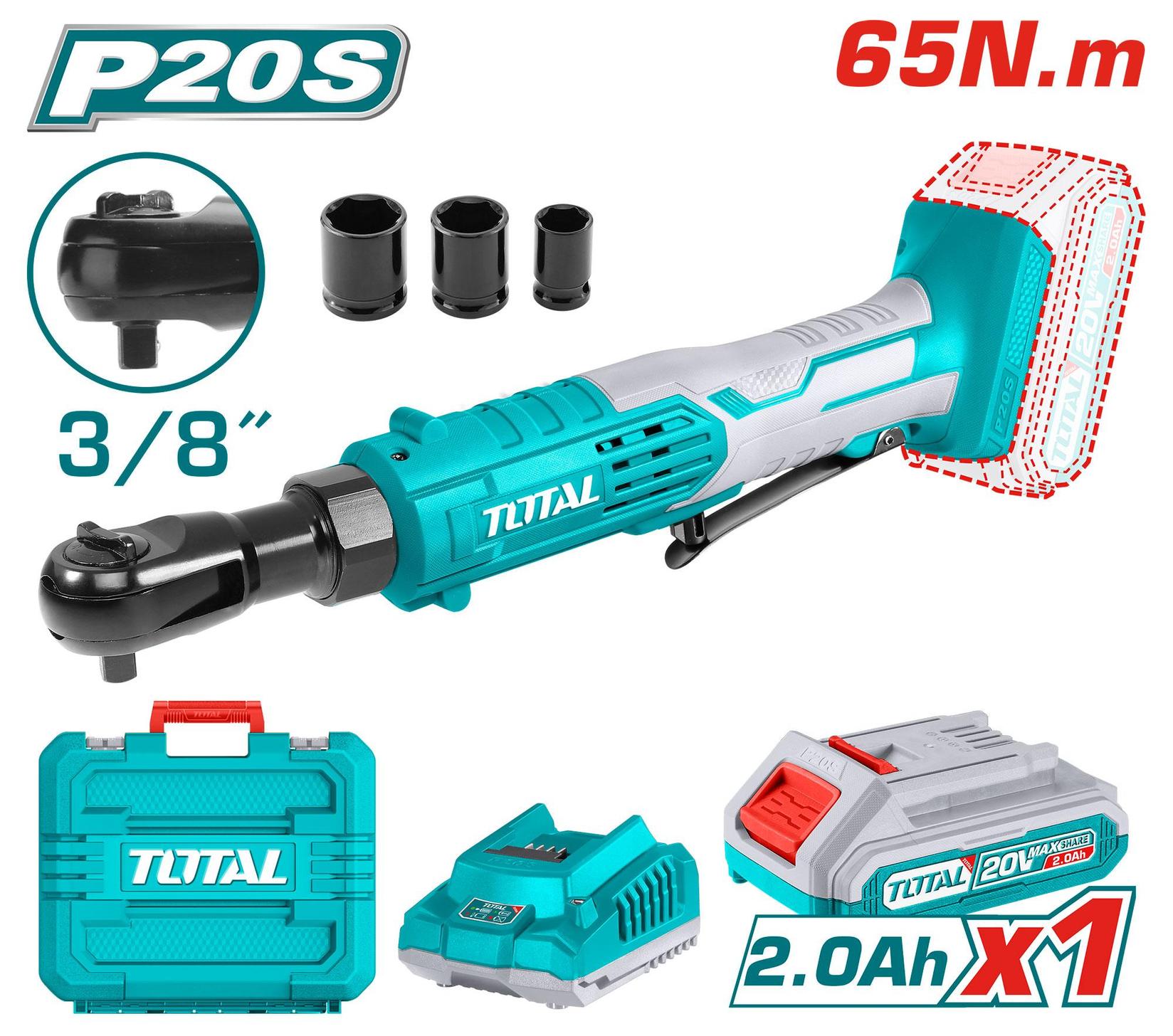 Total Li-ion akumulatorska račna TDRLI2060152, 20V, 2Ah x1, 3/8", 65Nm, Kofer