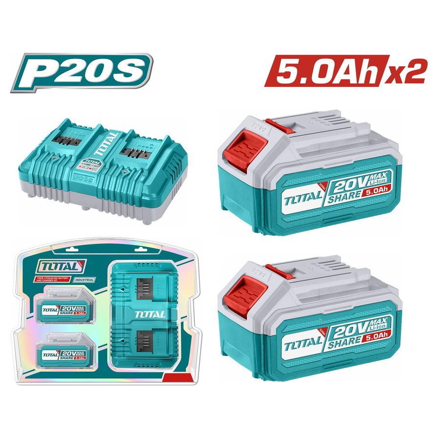 Total Set baterija TFBCPK2425E, 20V, 5Ah x 2 komada, Dualni punjač 4Ah