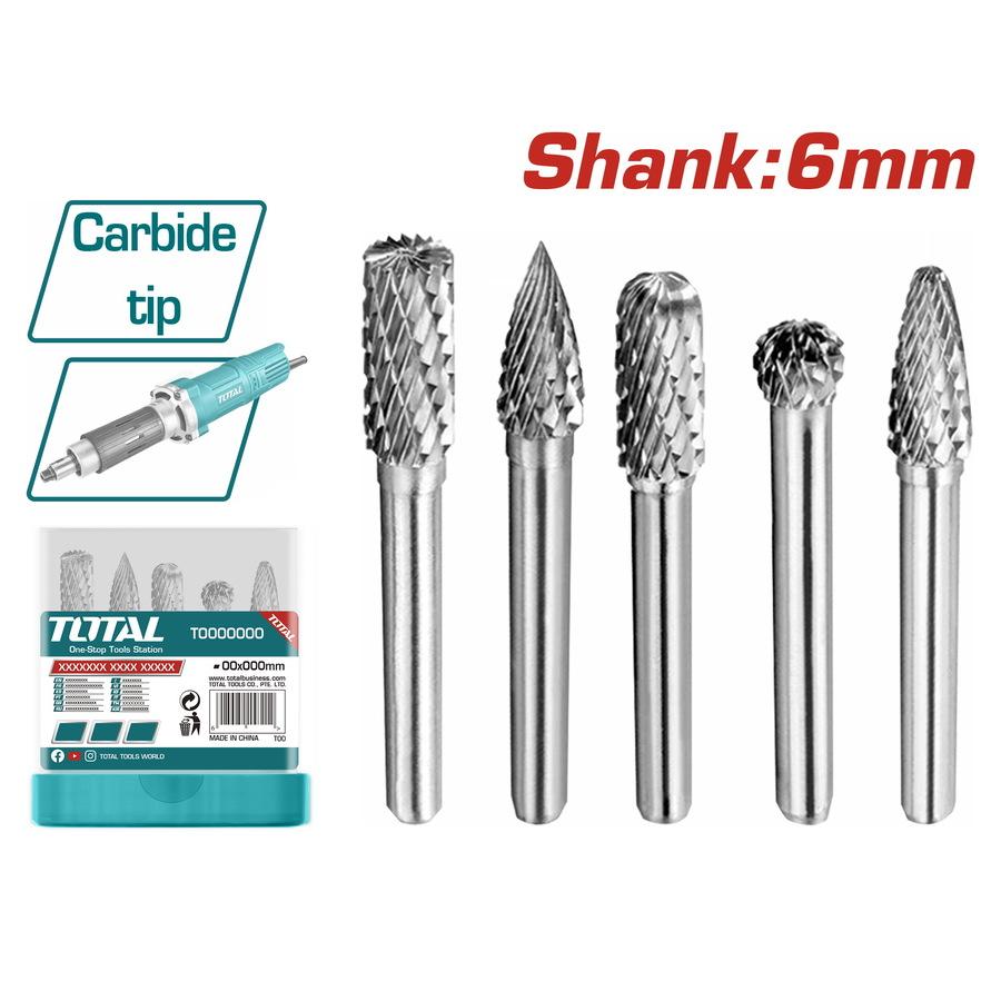 Total Petodelni set karbidnih nastavaka za čeonu brusilicu TAKC0651, 6mm