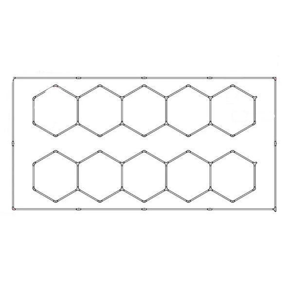 XLED Šestougaona LED plafonjera, 10 glava, 632W, 6500K, 100-110 lm/W, 484.5x243cm