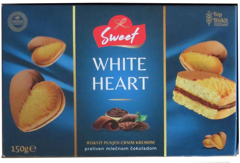 Top biskvit Biskvit White heart, 150g