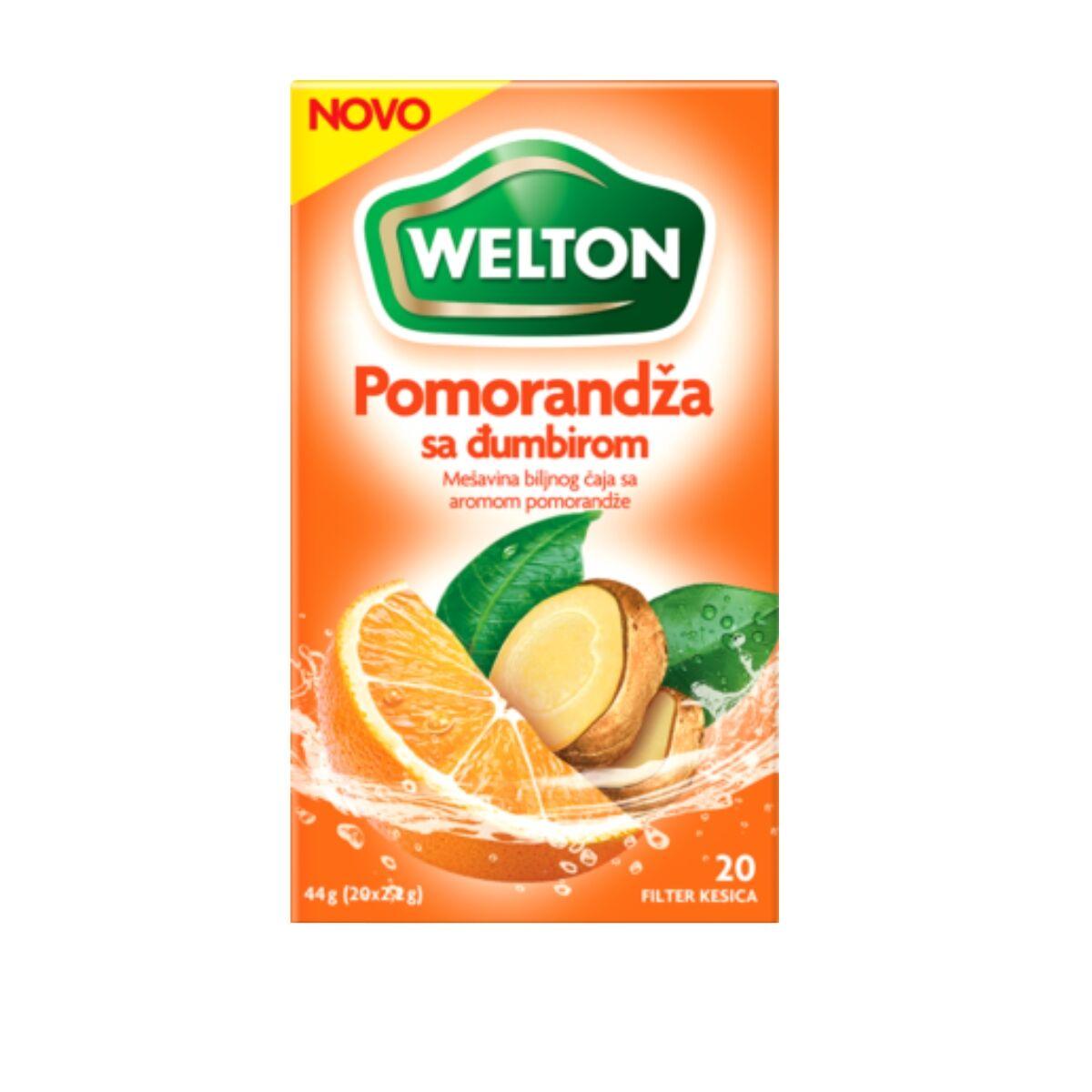 Welton Voćni čaj od pomorandže i đumbira, 44g, 20 kesica