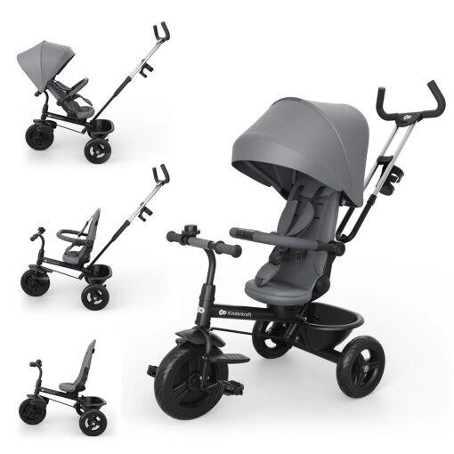 Kinderkraft Aston 2 Plus dečiјi tricikl, sivi