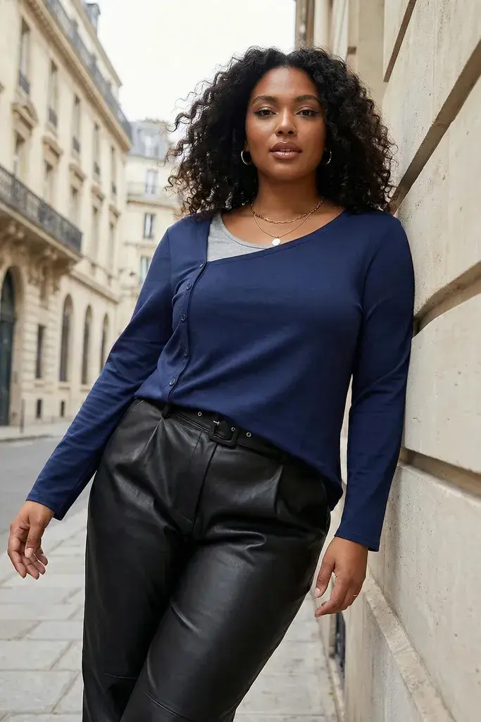Trendyol Curve Ženska bluza Tbbaw26Af00089, Tamnoplava