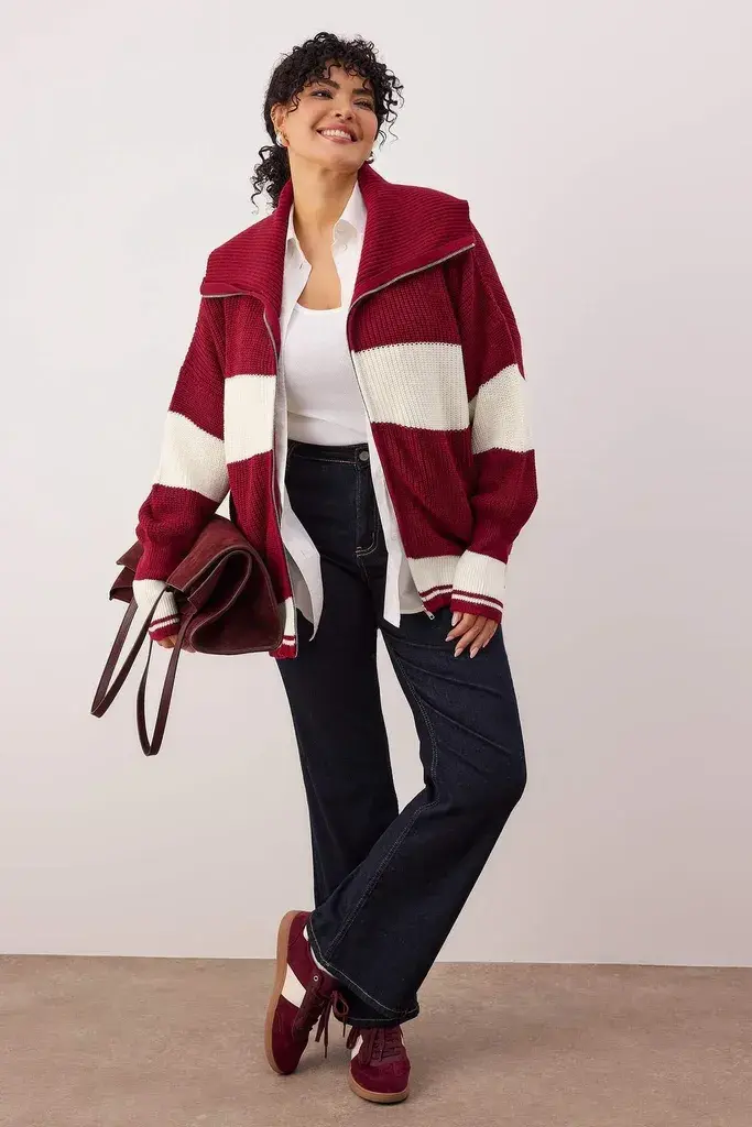 Trendyol Curve Ženski kardigan Tbbaw25Av00009, Bordo