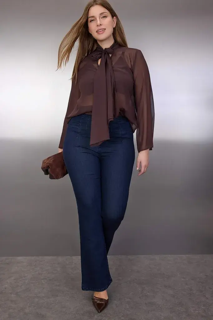 Trendyol Curve Ženska bluza Tbbaw26Af00070, Braon