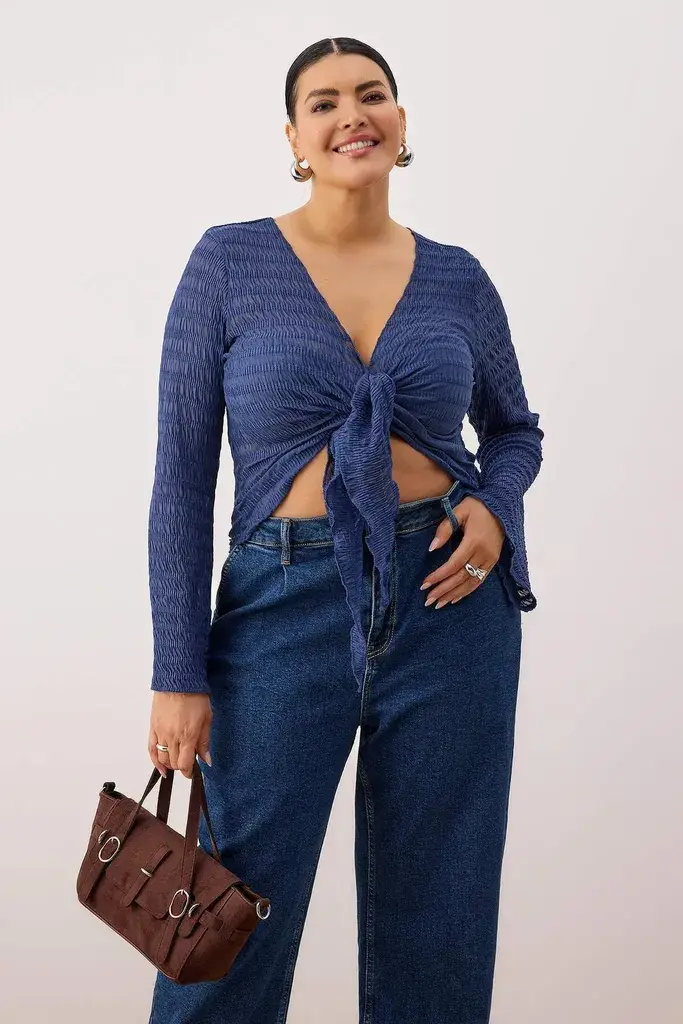 Trendyol Curve Ženska bluza Tbbaw26Af00082, Plava